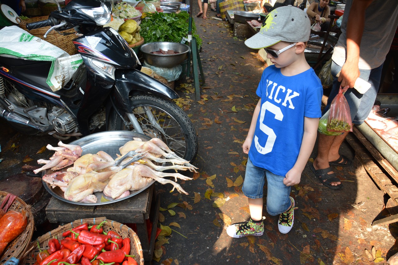 Cambodia with kids - local market